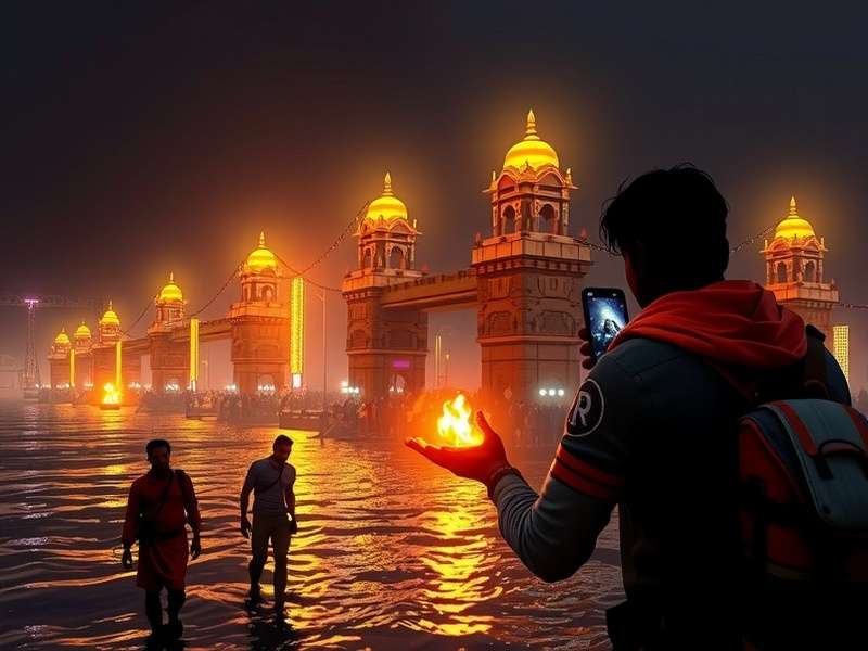 Vex Varanasi Night Ritual Game Cover showing Ganga Aarti at Dashashwamedh Ghat with game protagonist during night ritual
